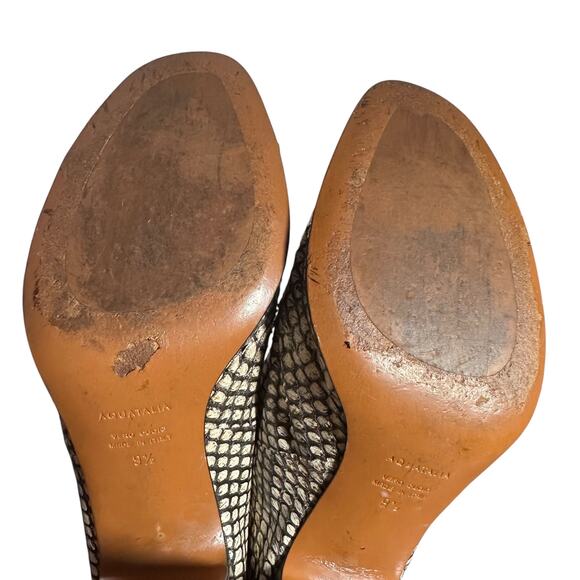 Aquatalia Python Embossed Leather Peep Toe Block Heel Mule 9.5 Italy - Picture 10 of 12